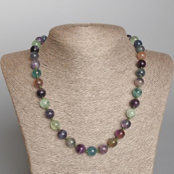 Fluorite Necklace, Natural Stone, Smooth Beads, diameter 10 mm +-, length 50 cm+