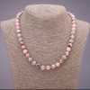 Pink Opal Necklace with natural stone, smooth bead, diameter 8.5 mm, length 49 cm