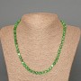 Chrysoprase Necklace, Natural Stone, Faceted Cubes, Diameter 5.5 mm, Length 51 cm