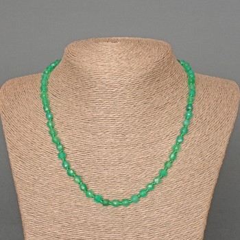Chrysoprase Necklace, natural stone, faceted cube, diameter about 5 mm, length 48 cm