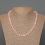 Pink Quartz Necklace, natural stone, faceted cube beads, diameter 7 mm, length 48 cm