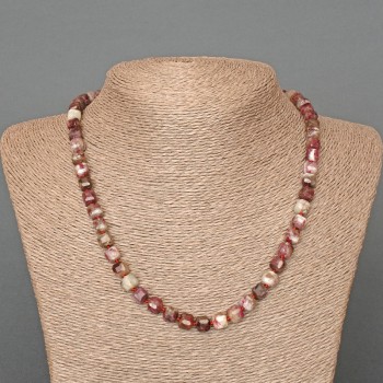 Tourmaline Necklace with Faceted Cubes, Natural Stone, Diameter 7mm, Length 49cm