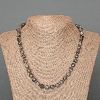 Labradorite Necklace with natural stone, faceted cube beads, 7 mm diameter, 50 cm length