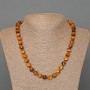 Beaded Tiger's Eye necklace with natural faceted cube stones, 9 mm diameter ±, length 50 cm+