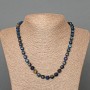 Blue Cat's Eye Necklace with natural faceted cube beads, diameter 7 mm, length 51 cm