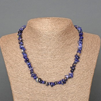Sodalite Necklace with natural stone chips, 8×4 mm beads, length 47 cm