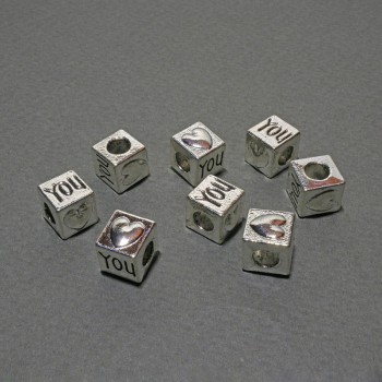 Cube Pandora Bead Insert, 8 mm Diameter ±, Inner Diameter 4 mm, Packaging 8 pcs ± 20 g