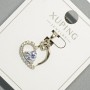 Pendant 'Heart' Xuping with white crystal and rhinestones, diameter 15.5×16 mm, length 22 mm, rhodium-plated