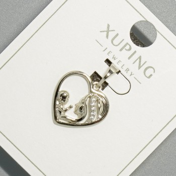 Кулон "Серце" Xuping з білими стразами, діаметр 15, 5х15мм+ -, довжина 20мм+- родій