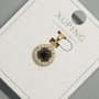Pendant Xuping with Black Crystal and White Rhinestones, Diameter 10.5 mm, Length 18.5 mm, 18K Gold Plating