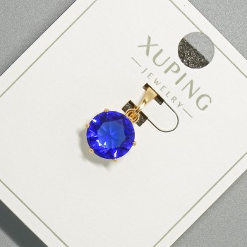 Pendant Xuping with blue crystal, diameter 9 mm, length 17 mm, 18K gold plating