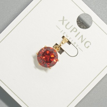 Xuping Pendant with Red Crystal, 9 mm Diameter, 17 mm Length, 18K Gold Plating
