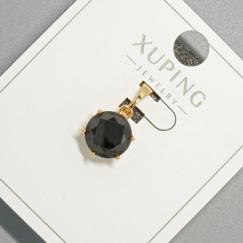 Xuping Pendant with Black Crystal, diameter 9 mm, length 17 mm, 18K Gold Plating