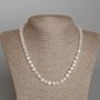 White Cat's Eye Necklace with Smooth Beads, 6.5 mm Diameter, 48 cm Length