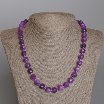 Sugilite necklace, natural stone, faceted cube beads, diameter 9mm +/-, length 50cm +/-