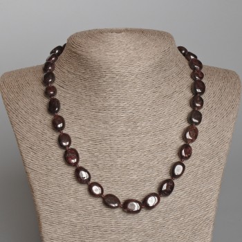 Garnet necklace, natural gemstone, faceted, diameter 12x14 mm+-, length 51 cm+