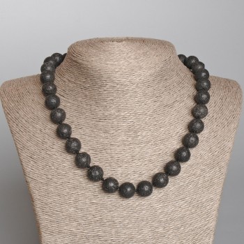 Volcanic Lava Bead Necklace, diameter 12mm+-, length 47cm+