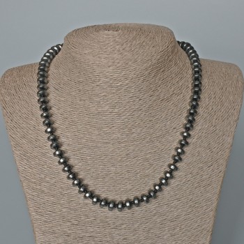 Hematite Smooth Rondelle Necklace, 8x4 mm Diameter, 48 cm Length