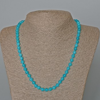 Aquamarine Necklace, Natural Stone, Smooth Beads, 6 mm Diameter, 46 cm Length