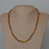 Yellow petersite necklace, natural stone, smooth beads, diameter 6.5 mm, length 48 cm