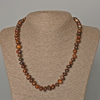 Bronzite necklace with natural stone, faceted beads, diameter 10x5 mm, length 49 cm