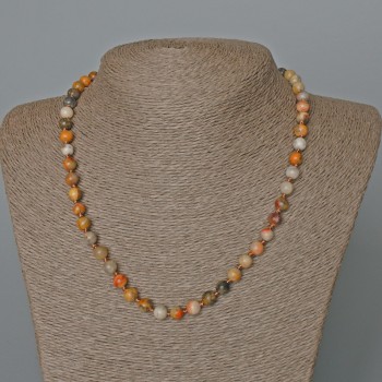 Moroccan Agate Necklace, natural stone, smooth bead, diameter 6.5 mm, length 48 cm