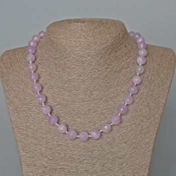 Kunzite Necklace, Natural Stone, Faceted Beads, 10 mm Diameter, 48 cm Length