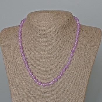 Amethyst Necklace (artificially tinted quartz) smooth beads, 6.5 mm diameter, 47 cm length