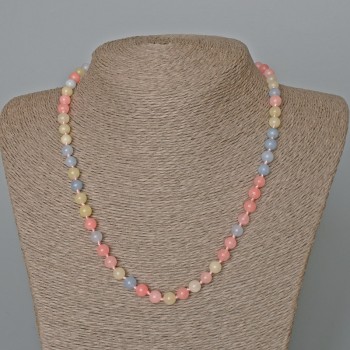 Morganite Necklace with Natural Morganite Beads, 6 mm Diameter ±, Length 49 cm ±