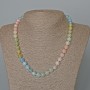 Morganite necklace with natural stone, smooth beads, diameter 8.5 mm, length 48 cm
