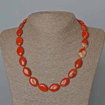 Red Jasper Necklace, natural stone, oval beads, diameter 13x18mm ±, length 48 cm ±