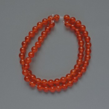Carnelian beads (synthetic) smooth round beads, 6mm diameter, 38cm length, on beading thread