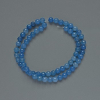 Aquamarine Beads (Artificial), Smooth Round Beads, 6 mm Diameter ±, 37 cm Length ± on beading thread