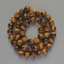 Tiger's Eye beads, natural stone, faceted round beads, 8mm diameter, 38cm length, on thread