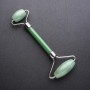 Nephrite massage tool, 14 cm, silver metal