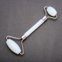 Moonstone Massager (synthetic), 14 cm long, silver metal