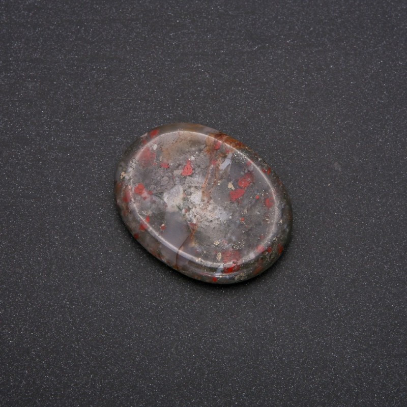 Face massage scraper made of natural stone heliotrope jasper, 45.5×35.5 mm