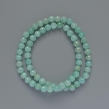Amazonite beads (synthetic acrylic) smooth round beads, 6.5 mm diameter, length approx. 40 cm on beading thread