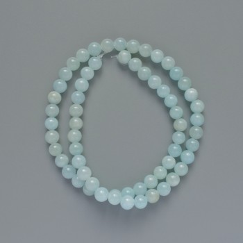 Aquamarine Beads (synthetic acrylic) Smooth beads, 6mm diameter, approx. 40cm length on beading line
