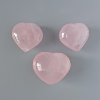 "Heart" Pink Quartz Souvenir Natural Stone, assorted diameter 40x36 mm +/- from 60 g (per 100 g).