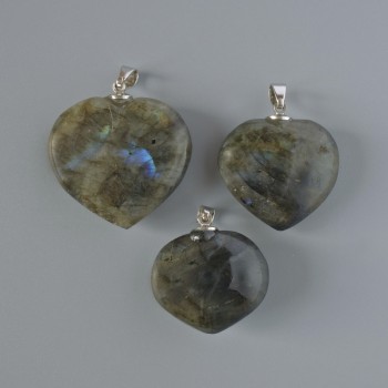 Pendant 'Heart' Labradorite natural stone, assortment diameter 32x36mm+