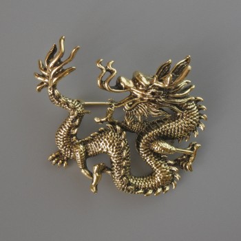 Dragon gold-tone brooch-pendant, 44×37 mm