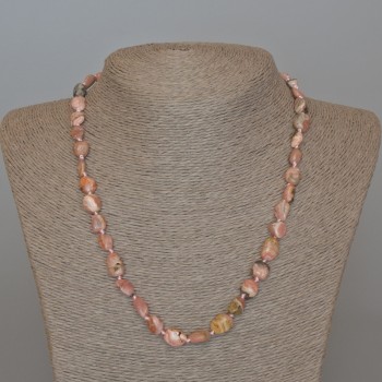 Rhodochrosite Necklace with Natural Stone, Faceted Beads, 8x10 mm Diameter, 48 cm Length