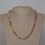 Assorted natural stone necklace with smooth beads, 8.5 mm diameter, 48 cm length