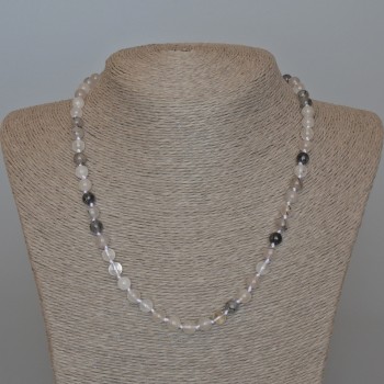 Rutile Quartz Hairy Quartz Necklace - Natural Stone, Smooth Beads, Diameter 6.5 mm, Length 48 cm