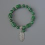 Malachite bracelet (pressed), bead diameters 10×14 mm and 8 mm, length 18 cm, with metal inserts (stretch)