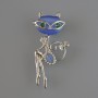 Kitty Brooch-Pendant with Blue Cat's Eye