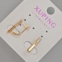 Xuping Earrings with White Rhinestones, 17x3 mm Diameter, 18K Gold Plating