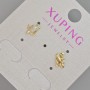 Xuping 'Sea' stud earrings with white crystals, 7x6mm and 4.5x8mm, lemon gold plating