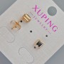 Xuping stud earrings with a black crystal and white rhinestones, diameter 6.5×5.5 mm, 18K gold-plated